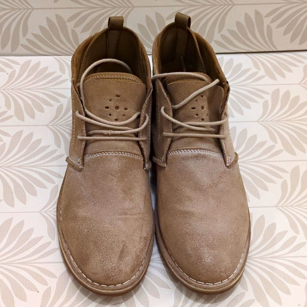 Steve Madden Beige Leather Lace-Up Chukka Ankle Boots Round Toe Men's US 9.5 M